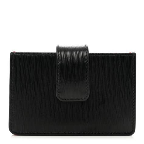 Prada Vitello Move Accordion Card Case Black Lacca